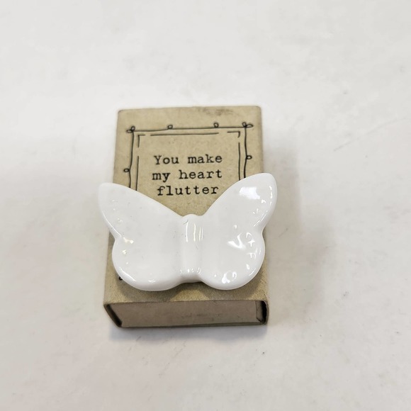 Butterfly White Ceramic Trinket Gift You Make My Heart Flutter Love Mini - Picture 2 of 5